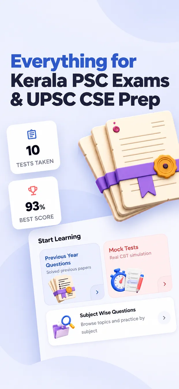 The LitmusQ home screen: mock tests, previous year questions and subject-wise practice.